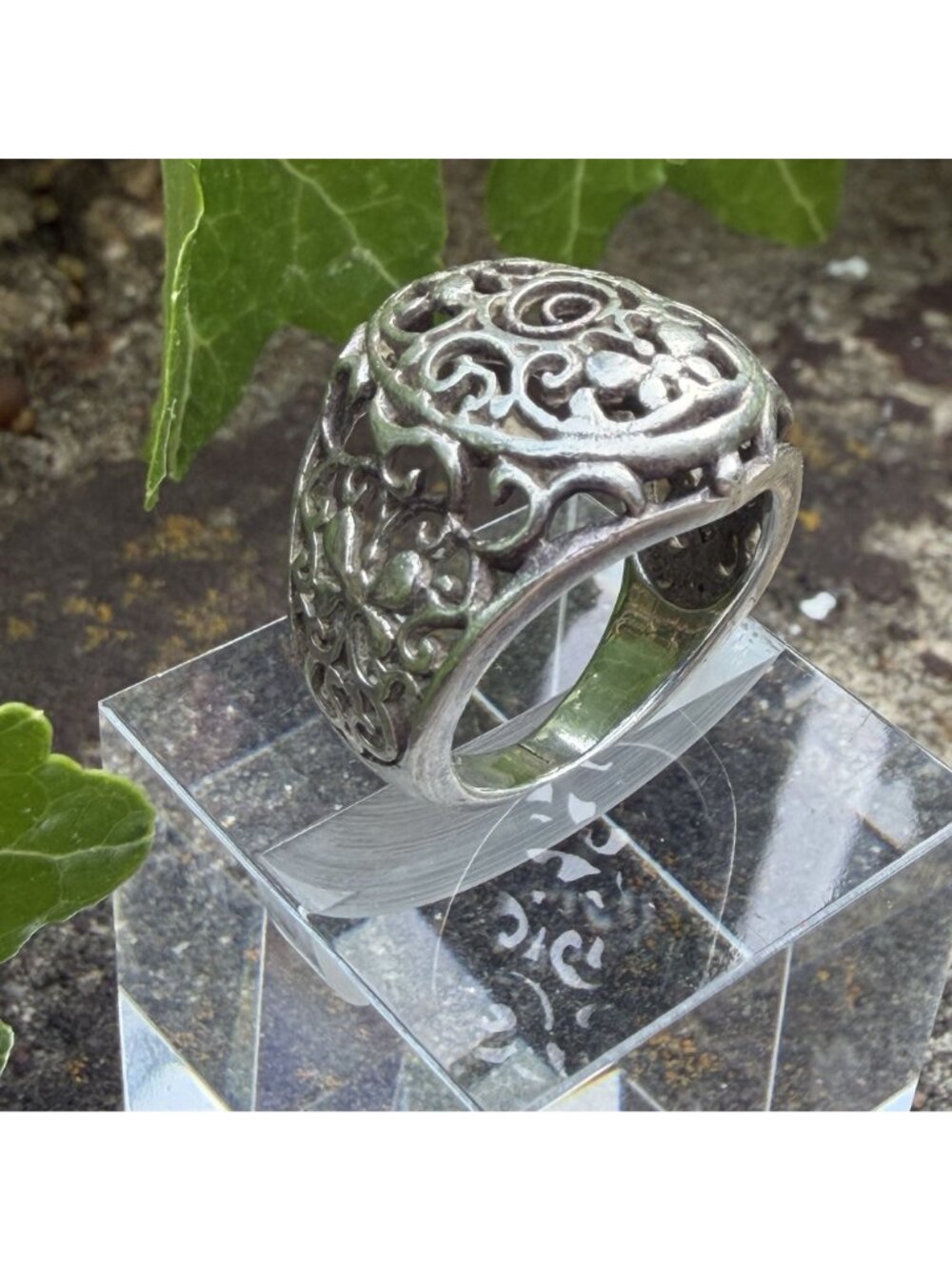 Sterling Silver 6.5 Butterfly Spiral Openwork Dome Statement Ring Boho Vintage - Picture 11 of 16